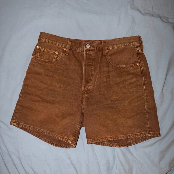 Levi's 501 Original Fit High Rise Mid-Thigh Shorts - Brown W33 - Picture 2 of 4